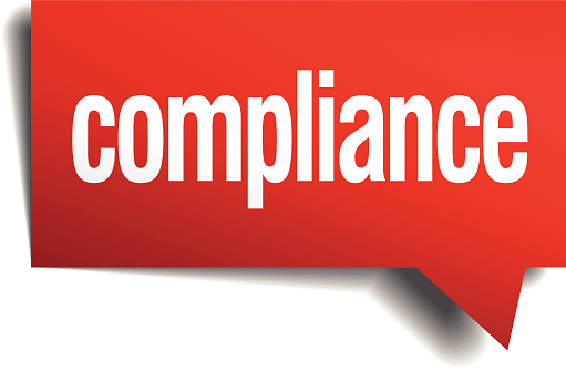 compliance red 3d realistic paper speech bubble